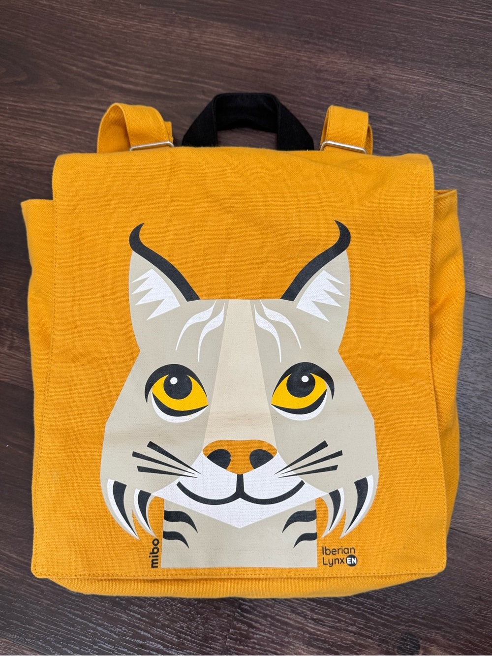 Kids Coq en Pâte x Mibo Organic Cotton Backpack - Yellow Iberian Lynx